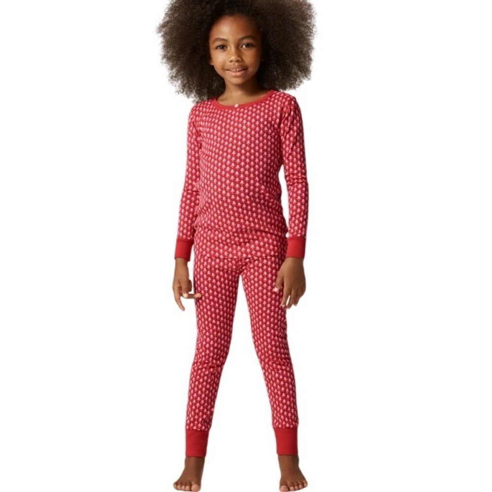 Crewcuts Red Pink Pine Tree Cotton Pajama Set Size 14 Holiday Sleepwear NWOT